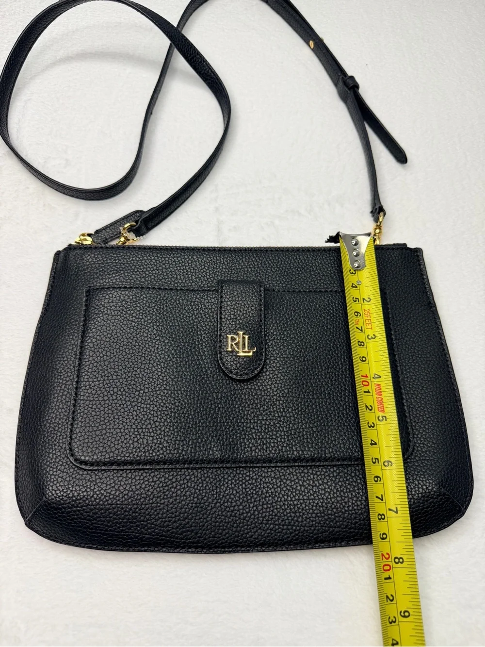 LAUREN Ralph Lauren Pebbled Leather Medium Jamey Crossbody Black One Size - Picture 6 of 6